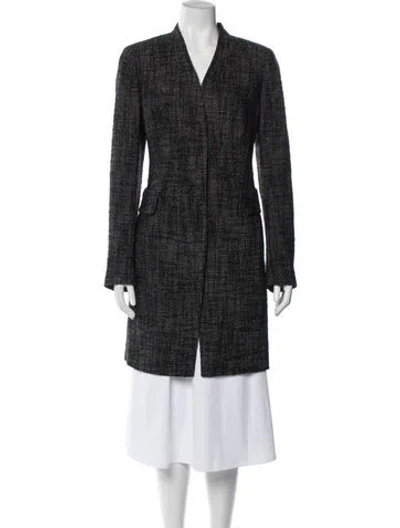 Pre-owned Akris Punto Wool Tweed Pattern Coat In Black