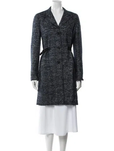 Pre-owned Akris Punto Wool Tweed Pattern Coat In Blue