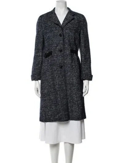 Pre-owned Akris Punto Wool Tweed Pattern Coat In Blue