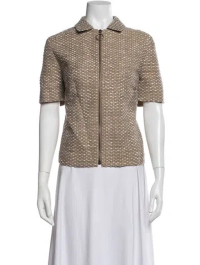 Pre-owned Akris Punto Wool Tweed Pattern Jacket In Brown