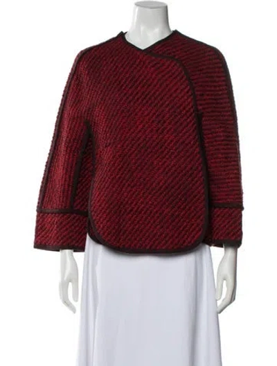 Pre-owned Akris Punto Wool Tweed Pattern Jacket In Red