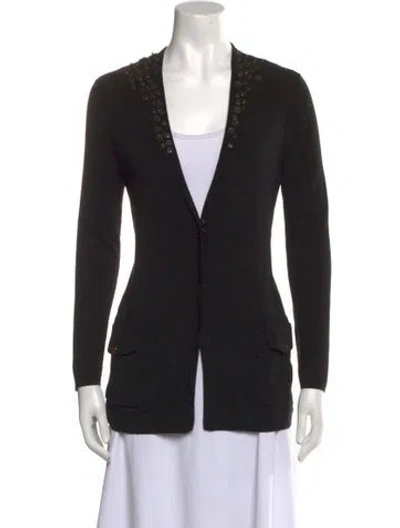 Pre-owned Akris Punto Wool V-neck Sweater In Black