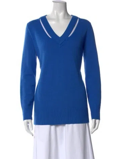 Pre-owned Akris Punto Wool V-neck Sweater In Blue