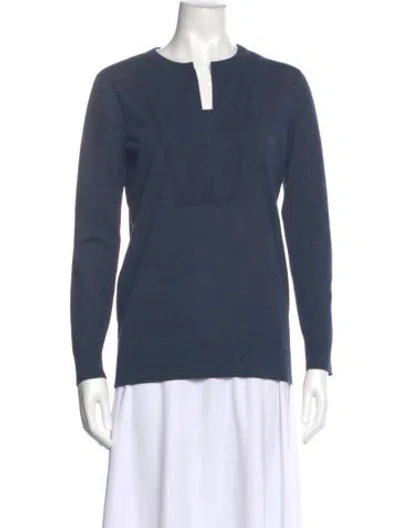 Pre-owned Akris Punto Wool V-neck Sweater In Blue