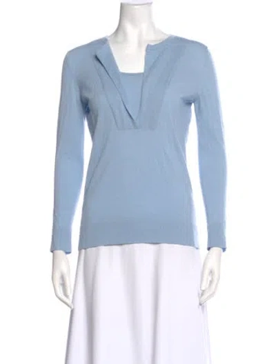 Pre-owned Akris Punto Wool V-neck Sweater In Blue