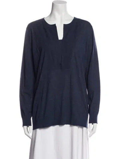 Pre-owned Akris Punto Wool V-neck Sweater In Blue