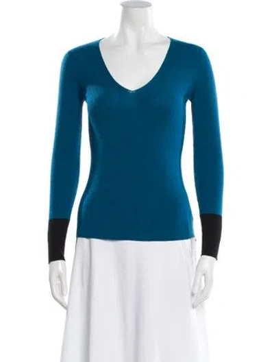 Pre-owned Akris Punto Wool V-neck Sweater In Blue