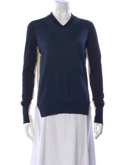 Pre-owned Akris Punto Wool V-neck Sweater In Blue