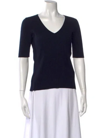 Pre-owned Akris Punto Wool V-neck Sweater In Blue