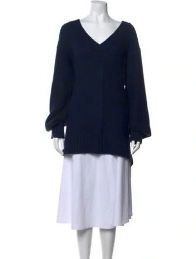 Pre-owned Akris Punto Wool V-neck Sweater In Blue