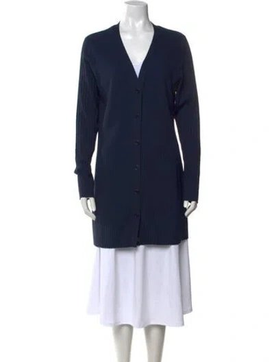 Pre-owned Akris Punto Wool V-neck Sweater In Blue