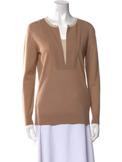 Pre-owned Akris Punto Wool V-neck Sweater In Brown