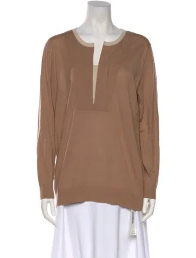 Pre-owned Akris Punto Wool V-neck Sweater In Brown