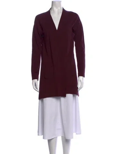 Pre-owned Akris Punto Wool V-neck Sweater In Burgundy