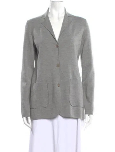 Pre-owned Akris Punto Wool V-neck Sweater In Gray