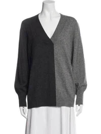Pre-owned Akris Punto Wool V-neck Sweater In Gray