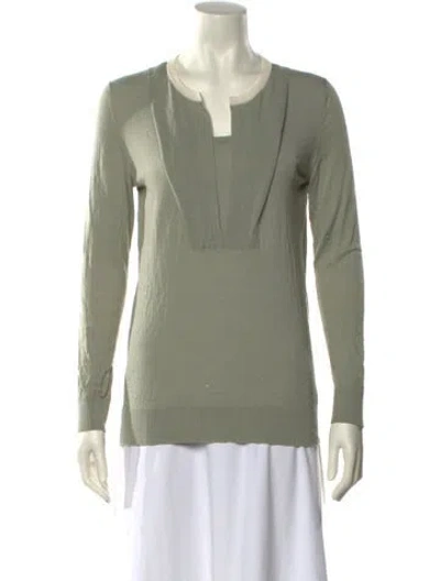 Pre-owned Akris Punto Wool V-neck Sweater In Green