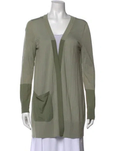 Pre-owned Akris Punto Wool V-neck Sweater In Green