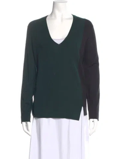 Pre-owned Akris Punto Wool V-neck Sweater In Green