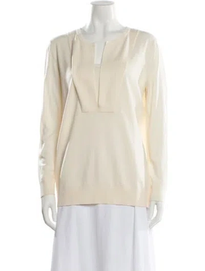 Pre-owned Akris Punto Wool V-neck Sweater In Neutral