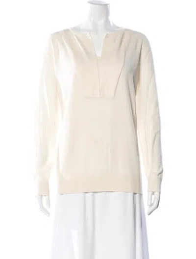 Pre-owned Akris Punto Wool V-neck Sweater In Neutral
