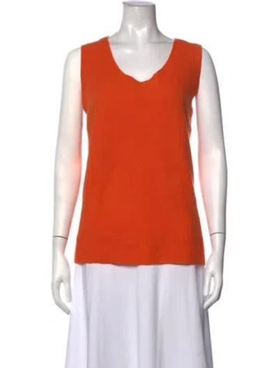 Pre-owned Akris Punto Wool V-neck Sweater In Orange