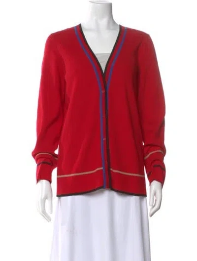 Pre-owned Akris Punto Wool V-neck Sweater In Red