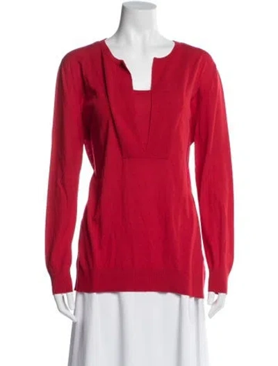 Pre-owned Akris Punto Wool V-neck Sweater In Red
