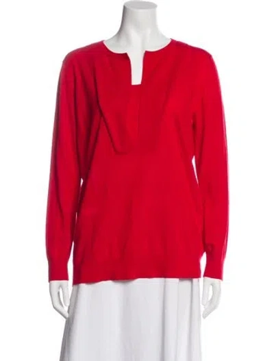 Pre-owned Akris Punto Wool V-neck Sweater In Red
