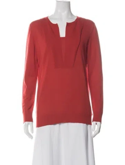 Pre-owned Akris Punto Wool V-neck Sweater In Red