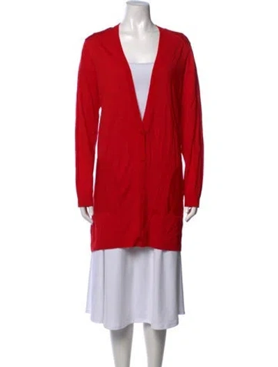Pre-owned Akris Punto Wool V-neck Sweater In Red