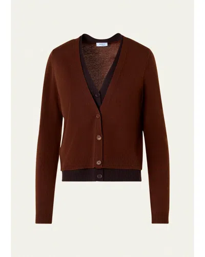 Akris Punto Wool-cashmere V-neck Cardigan In Caramel Espresso