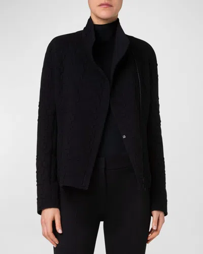 Akris Punto Xl Glencheck 3d Jersey Biker Jacket In Black