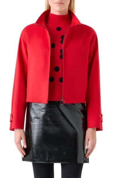 Akris Punto Zip Front Stretch Virgin Wool & Cashmere Jacket In Red