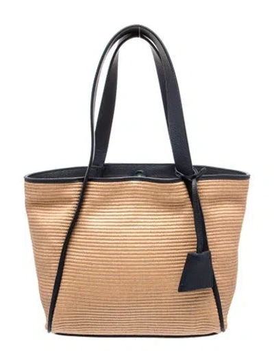 Pre-owned Akris Raffia Alex Medium In Neutrals