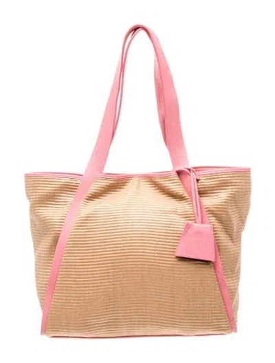Pre-owned Akris Raffia Alexa Raffia Tote Bag Medium In Neutrals
