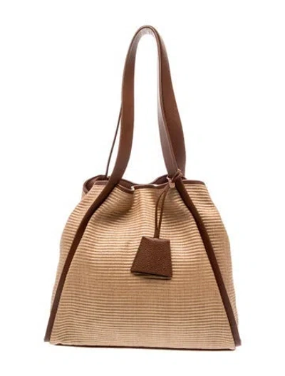Pre-owned Akris Raffia Bucket Bag In Neutral