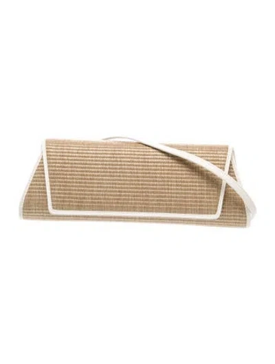 Pre-owned Akris Raffia Minaudière In Neutral