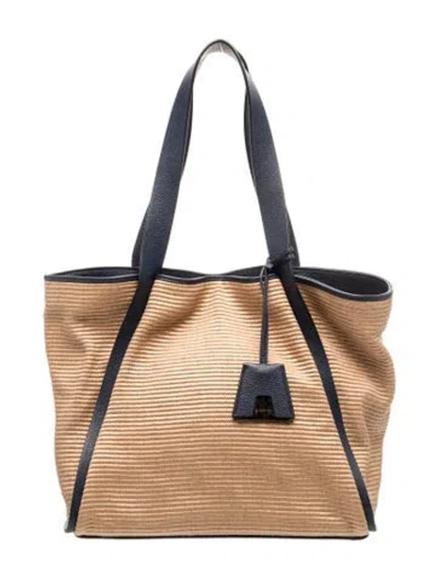 Pre-owned Akris Raffia Tote In Neutral