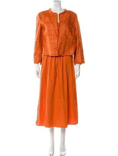 Pre-owned Akris Raw-edge Trim Dress Set In Orange