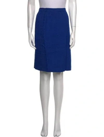 Pre-owned Akris Raw-edge Trim Knee-length Skirt In Blue