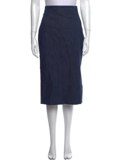 Pre-owned Akris Raw-edge Trim Midi Length Skirt In Blue