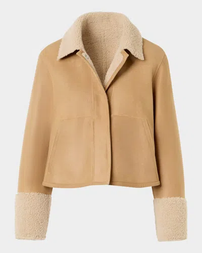 Akris Reversible Cady And Sheep Shearling Jacket In Nude