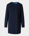 Akris Reversible Double-breasted Wool Coat In Navy-light Denim