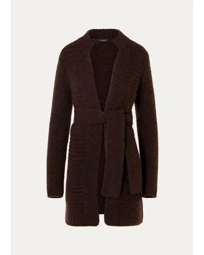 Akris Rib Mouline Cashmere-silk Open Cardigan In Brown