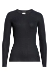 Akris Silk Cotton Seamless Rib Fitted Sweater In Navy