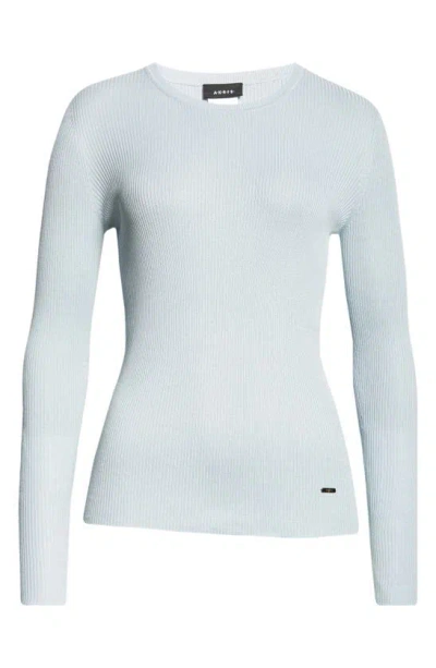 Akris Rib Silk & Cotton Crewneck Jumper In Bleached Denim