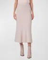 Akris Ribbed Cashmere Godet Midi Skirt In Sand