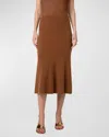 Akris Ribbed Cashmere Godet Midi Skirt In Vicuna