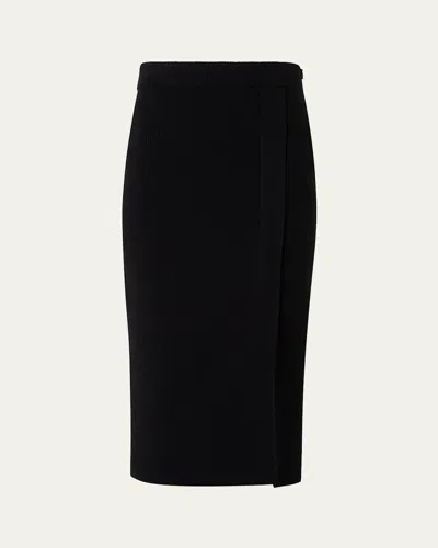 Akris Ribbed Cashmere Midi Tube Skirt In Black